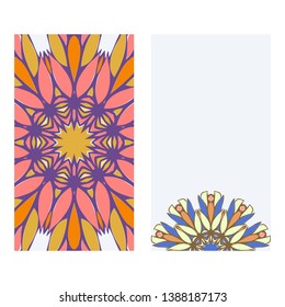 Set of two invitation card template with mandala. Vector illustration.