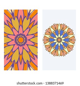 Set of two invitation card template with mandala. Vector illustration.