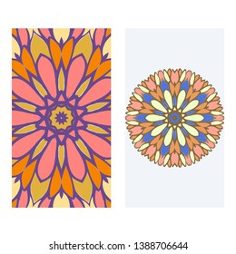 Set of two invitation card template with mandala. Vector illustration.