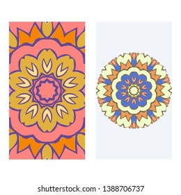 Set of two invitation card template with mandala. Vector illustration.