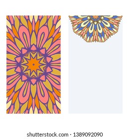 Set of two invitation card template with mandala. Vector illustration.