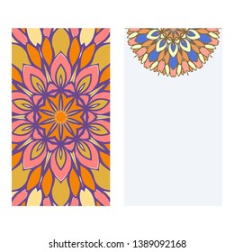 Set of two invitation card template with mandala. Vector illustration.