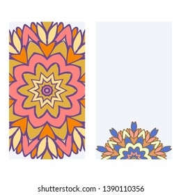 Set of two invitation card template with mandala. Vector illustration.