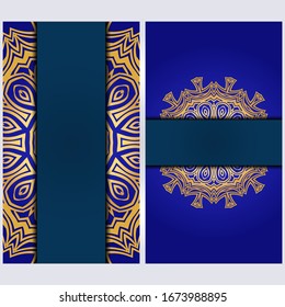 Conjunto de dos plantillas de tarjeta de invitación con mandala. Ilustración vectorial. Con lugar para texto
