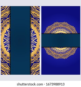 Satz von zwei Einladungskarten Vorlage mit mandala. Vektorillustration. Mit Platz für Text