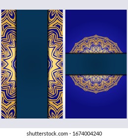 Set of two invitation card template with mandala. Vector illustration. With place for text