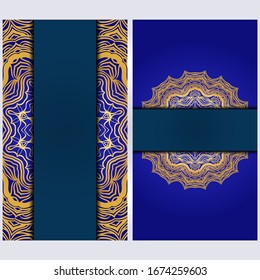 Conjunto de dos plantillas de tarjeta de invitación con mandala. Ilustración vectorial. Con lugar para texto