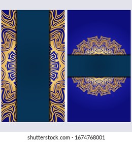 Set of two invitation card template with mandala. Vector illustration. With place for text