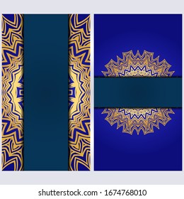 Set of two invitation card template with mandala. Vector illustration. With place for text