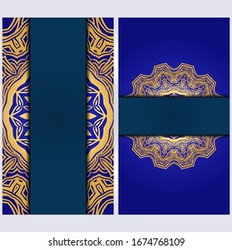 Set of two invitation card template with mandala. Vector illustration. With place for text