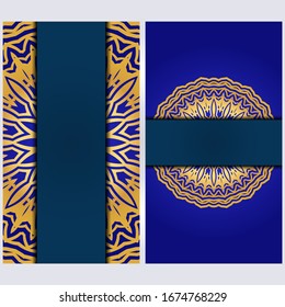 Conjunto de dos plantillas de tarjeta de invitación con mandala. Ilustración vectorial. Con lugar para texto