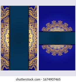 Set of two invitation card template with mandala. Vector illustration. With place for text