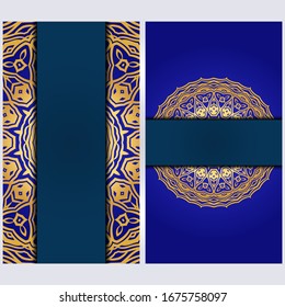 Set of two invitation card template with mandala. Vector illustration. With place for text