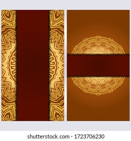 Set of two invitation card template with mandala. Vector illustration. With place for text