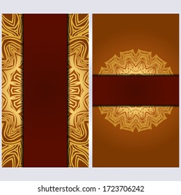 Set of two invitation card template with mandala. Vector illustration. With place for text