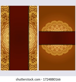 Conjunto de dos plantillas de tarjeta de invitación con mandala. Ilustración vectorial. Con lugar para el texto