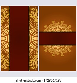 Set of two invitation card template with mandala. Vector illustration. With place for text