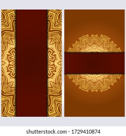 Set of two invitation card template with mandala. Vector illustration. With place for text