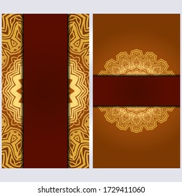 Set of two invitation card template with mandala. Vector illustration. With place for text