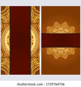 Set of two invitation card template with mandala. Vector illustration. With place for text