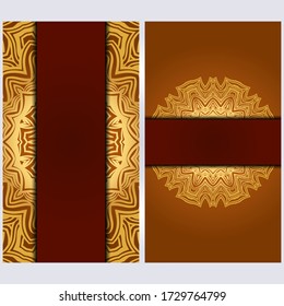 Set of two invitation card template with mandala. Vector illustration. With place for text