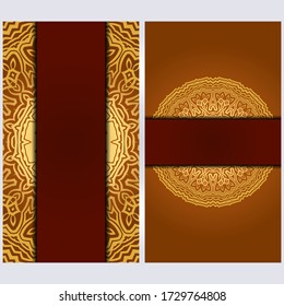 Set of two invitation card template with mandala. Vector illustration. With place for text