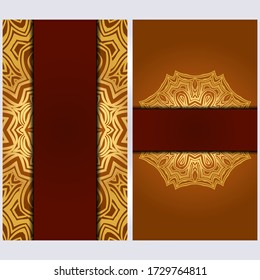 Conjunto de dos plantillas de tarjeta de invitación con mandala. Ilustración vectorial. Con lugar para el texto