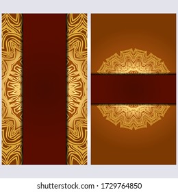 Satz von zwei Einladung Karte Vorlage mit mandala. Vector-Abbildung. Mit Platz für Text