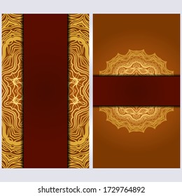 Conjunto de dos plantillas de tarjeta de invitación con mandala. Ilustración vectorial. Con lugar para el texto