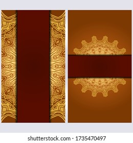 Satz von zwei Einladung Karte Vorlage mit mandala. Vector-Abbildung. Mit Platz für Text