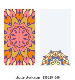 Set of two invitation cards template with mandala. Vector illustration.