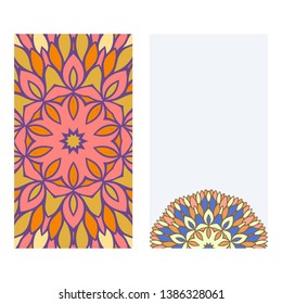 Set of two invitation cards template with mandala. Vector illustration.
