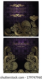 Set of two invitation. Elegant floral design. Greeting card or invitation     