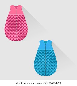 Set Of Two Isolated Baby Sleeping Bags In Flat Style