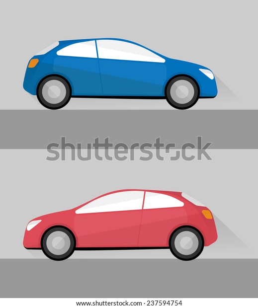 set of two isolated\
cars in flat style