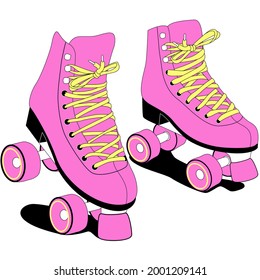 Set of two isolated pink skates.