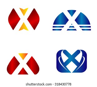 Set of two isolated stylish X symbol graphic elements X
