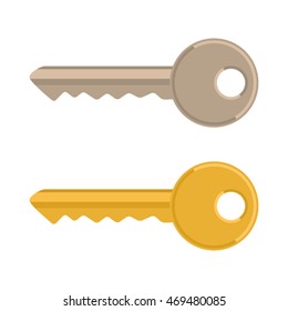 a set of two keys. flat vector illustration isolated on white background.