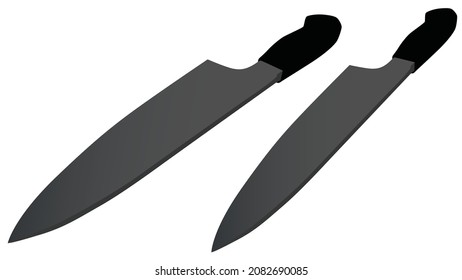 set of two kitchen knives isolated on white background, Vector illustration, chef knife, Cutlery icon set