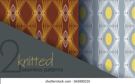 Set of two knitted abstract background. Vector seamless pattern.