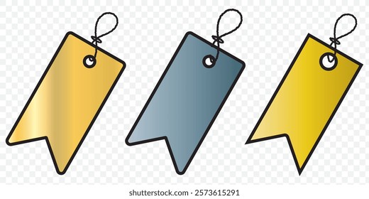 Set of two kraft paper hang tags, price tags or cloth labels with string isolated on a white background. High resolution. eps 10.