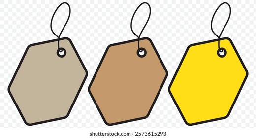 Set of two kraft paper hang tags, price tags or cloth labels with string isolated on a white background. High resolution. eps 10.