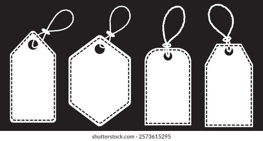 Set of two kraft paper hang tags, price tags or cloth labels with string isolated on a white background. High resolution. eps 10.