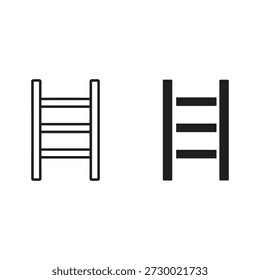 Set of two ladder icons, outline and solid style, isolated on