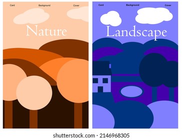 A set of two landscape and nature illustrations.