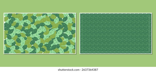 Set of Two Leaf Backgrounds. Hand Drawn Foliage and Line Pattern Design. 