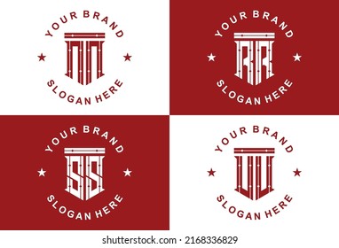 set of two letter initials monogram logo template