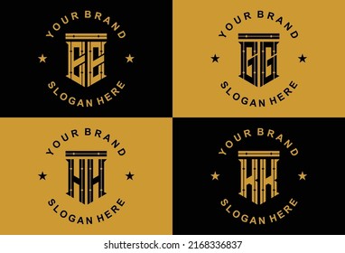 set of two letter initials monogram logo template