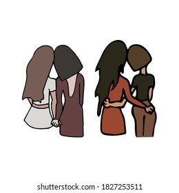 Set of two lgbt lesbian couples