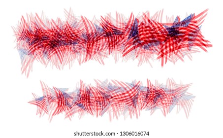Set of two lines templates with triangular USA flags pattern in a row, isolated on white background, eps10 vector illustration. Fit your white text above.